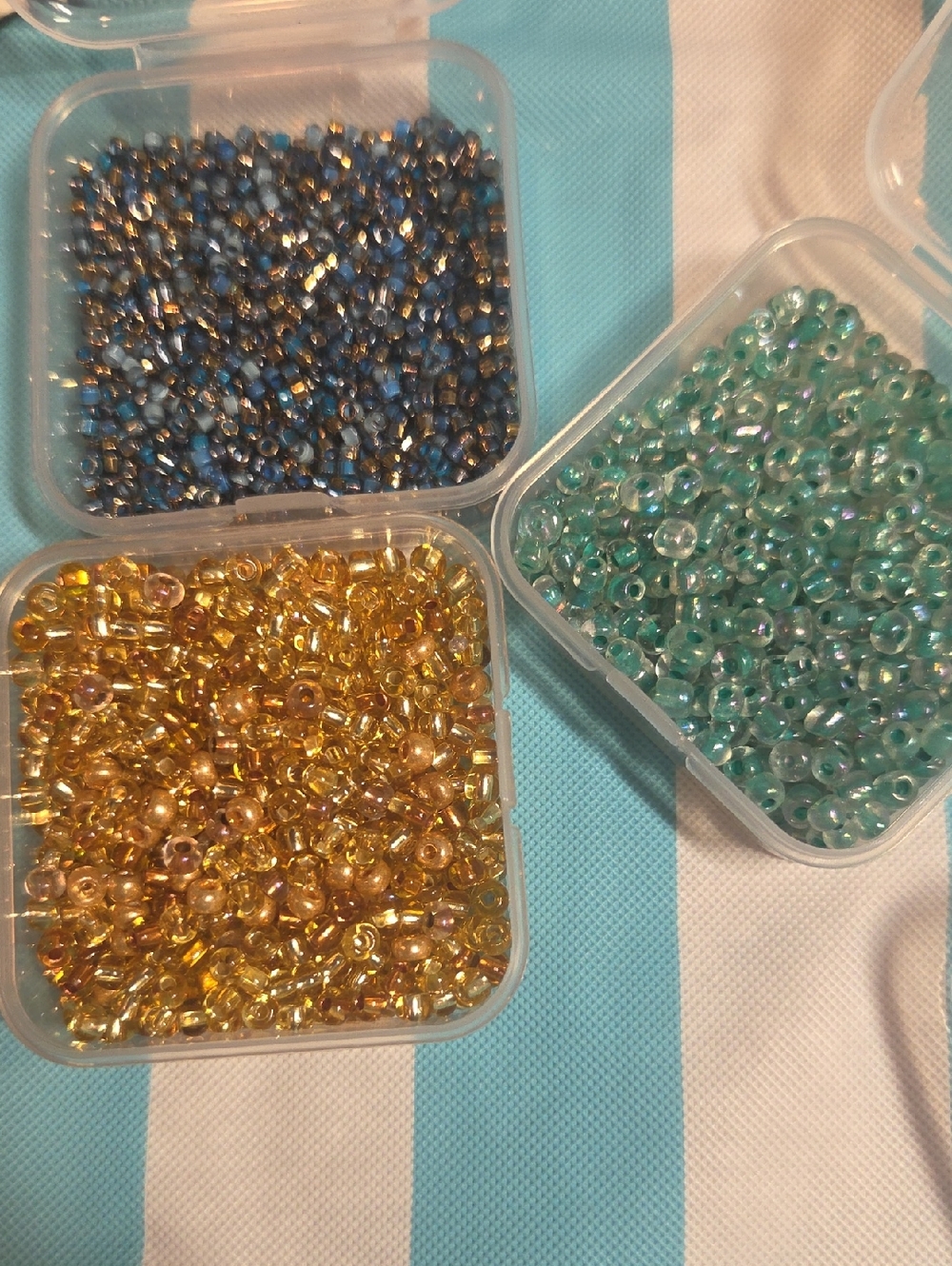Box Set 8 Glass Seed Beads Mix - Gold, Teal, Blue